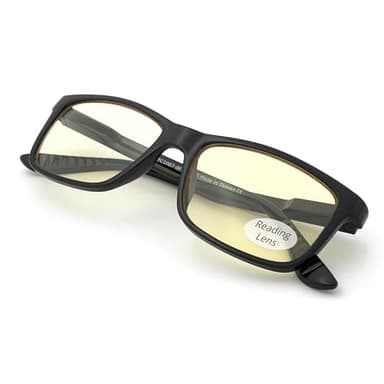 J+S Blue Light Reading Glasses for Women Men | 3 in 1 Readers Block Harmful Blue-Light 100% UVA UVB | 1.0+ to 3.0+ Diopter (Haka - Rectangle | Black Frame 2.0+)