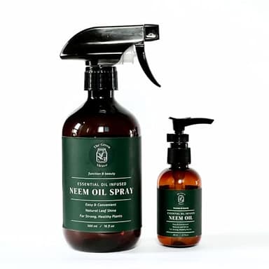 Neem Oil for Plants (Makes 480 fl oz) with Spray Bottle & Essential Oils | for Indoor Houseplants & Outdoor Gardens, Natural Leaf Shine