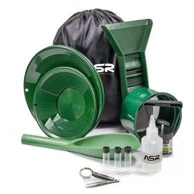 ASR Outdoor Lightweight Backpack Gold Panning Kit with Mini Rubber Sluice Box, 14pc