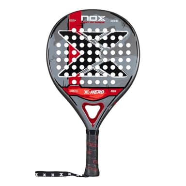 NOX Padel Racket X-Hero 2026 | Round Shape Pala Padel for Beginners & Intermediate Players | Carbon Frame, 3K Fiber Glass Face, HR3 White Eva Core | DCS Stability, Lightweight Agility & Gloss Surface