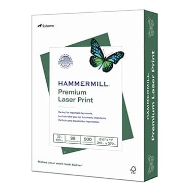 Hammermill Printer Paper, Premium Laser Print 32 lb, 8.5 x 11-98 Bright, Made in The USA, 104646R - 1 Ream (500 Sheets)