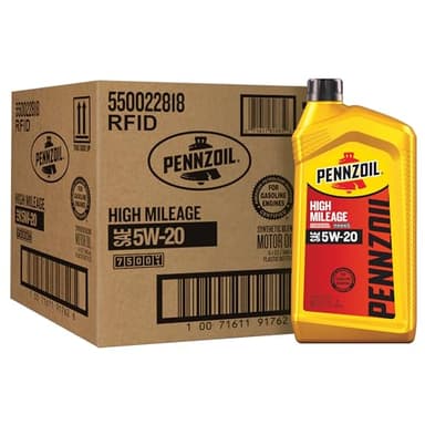 Pennzoil High Mileage 5W-20 Motor Oil, 1 Quart (6 Pack)