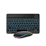 Bluetooth Keyboard and Mouse Combo for iPad - Rechargeable Wireless Keyboard & Mouse with 7-Color Backlit Compatible with iPad 9th/8th Gen, iPad Pro/Air/Mini, iPhone14/13/12 Pro, Black