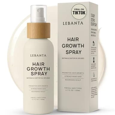Lebanta Hair Growth Oil Spray - 100% Pure Ingredients For Non Greasy, Thicker & Stronger Hair - Organic Batana, Castor, Biotin, Saw Palmetto, and Rosemary Oil Gifts Women Scalp (4.1 Fl Oz (Pack of 1))