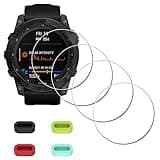 iDaPro [4Pack] Screen Protector for Garmin fenix 7X Pro Sapphire Solar/Fenix 7X Pro Solar/Fenix 7X Sapphire Solar/Fenix 7X Solar Watch Tempered Glass + Silicone Anti-dust Plugs Anti-Scratch
