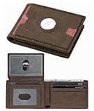Apple Air Tag Wallet Men: Wallet with Airtag Holder - Airtag Wallet for Men Slim Minimalist 2 ID Window RFID Leather Wallet