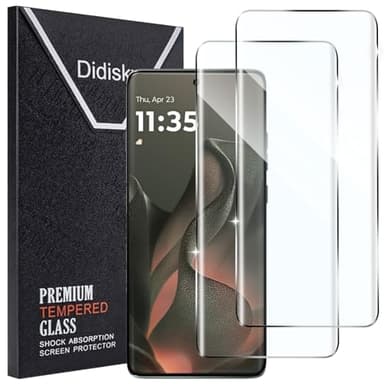 Didisky 2 Pack Screen Protector for Motorola Moto Edge 2025, Edge 60 Fusion, 60 Pro Tempered Glass, 3D Curved Full Coverage, Bubble Free, Easy to Install,9H Hardness, Anti Scratch,HD Clear