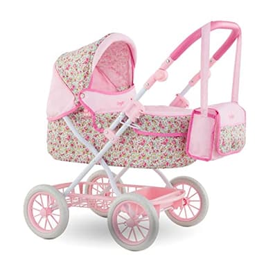 Corolle Baby Doll Stroller for Girls, Foldable Kids Toy Baby Stroller for Dolls with Carriage Design, Pink Pram