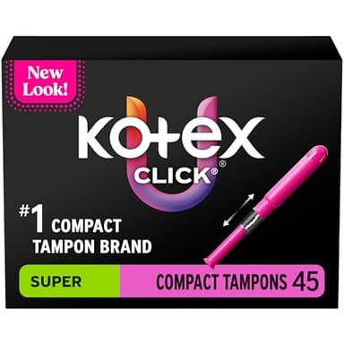 U by Kotex Click Compact Tampons, Super Absorbency, Unscented, 45 Count