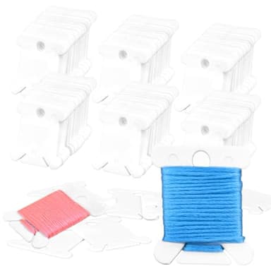150PCS RAINFLOW Plastic Embroidery Floss Bobbins - White Embroidery Floss Organizer for Cross Stitch Yarn Bobbin Winder for Sewing Thread Storage Embroidery Needlework Supplies