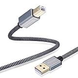 Nanxudyj Printer Cable 6ft, USB Printer Cable Braid USB 2.0 Type A Male to B Male Cable Scanner Cord High Speed Printer Cable Compatible with HP, Canon, Dell, Epson, Lexmark, Xerox, Samsung and More