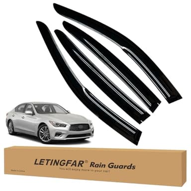LETINGFAR Window Visors Rain Guards for Infiniti Q50 2014 2015 2016 2017 2018 2019 2020 2021 2022 Accessories, Wind Deflectors Vent Shades for Infiniti Q50