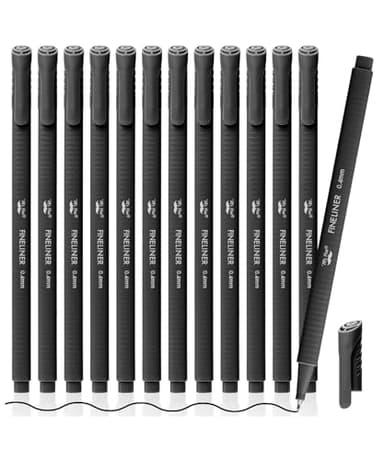 Mr. Pen- Fineliner Pens Black, 12 Pack, Bible Journaling Pen, Ergonomic Triangular Barrels, 0.4mm Black Fine Liner Pens