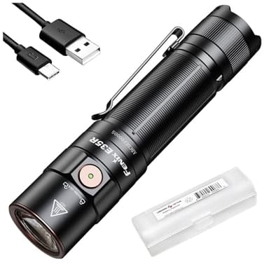 Fenix E35R EDC Flashlight, 3100 Lumens USB-C Rechargeable High Lumen Performance Flashlight with LumenTac Organizer (Black)