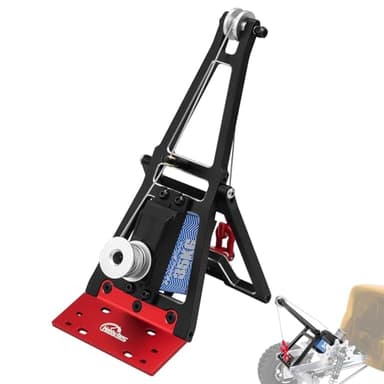 Hobby Fans Aluminum RC Winch Double Stent Rescue Set Truck Tow Crane Arm Wrecker Kit with 360° 35KG Servo for 1/10 SCX10 TRX4 RC Crawler and Trailer RC Upgrade Parts (Black & Red)