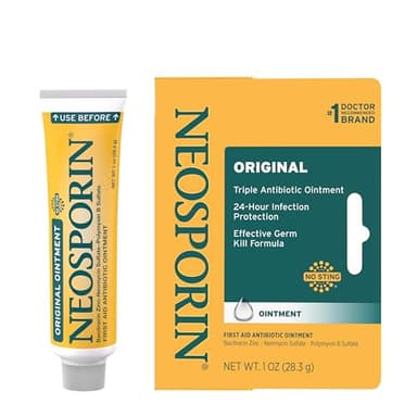 Neosporin Original First Aid Triple Antibiotic Ointment, Bacitracin Zinc & Neomycin Sulfate Infection Protection, Wound Care Treatment & Scar Appearance Minimizer for Minor Cuts, Scrapes & Burns, 1 oz