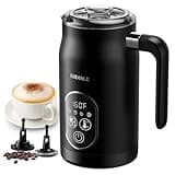KIDISLE 4-in-1 Electric Milk Frother and Steamer with Auto Temperature Control, Cold & Warm Foam Maker, Fast Frothing for Coffee, Latte, Hot Chocolate, Cappuccino, Macchiato, Black