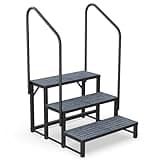Fumingpal Hot Tub Steps, RV Steps with Handrail, 3-Step RV Stairs Spa Steps Mobile Home Stairs for 5th Wheel RV, Travel Trailers, Hot Tub, Pool, Porch with Non-Slip Mats