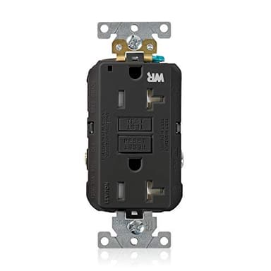 Leviton 20A-125V Extra-Heavy Duty Industrial Grade Weather/Tamper-Resistant Duplex Self-Test GFCI Receptacle, G5362-WTE, Black