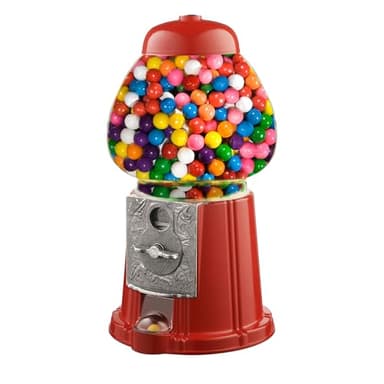 Vintage Gumball Machine - 11-Inch Retro-Style, Coin-Operated Cast Metal Vending Machine with Glass Globe and Free Spin by Great Northern Popcorn (Red)
