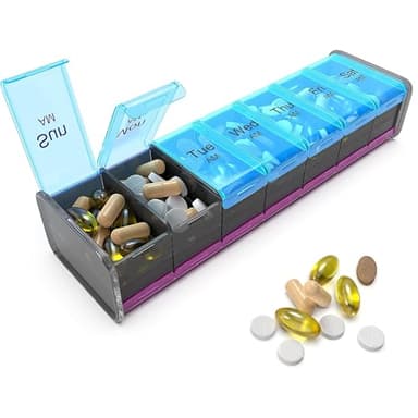 Extra Large Pill Organizer- XXL Pill Box 7 Day - Weekly Pill Organizer with AM PM Large Compartments Big Pill Case for Supplements Jumbo Pill Holder for Vitamins Huge Medicine Organizer 2 Times a Day