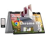 HP Chromebook Plus x360 14" FHD Touchscreen Laptop, Intel i3-N305, 8GB LPDDR5, 416GB Storage(256GB SSD+160GB Docking Station), UHD Graphics, FHD Camera, Fast Charge, Wi-Fi 6E, Chrome OS, Silver