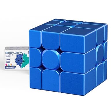 CuberShop Moyu Mirror Cube V2 M 3x3x3 Magnetic Speed Cube Blue, 2025 New Funny Variant of 3x3 Speed Cube, Affordable Smooth Fast, Blue Color Magnets Irregular Magic Cube (UV Coated Magic Clothes)