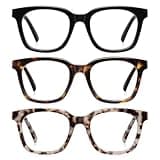 AIMISUV Reading Glasses for Women Men - Blue Light Blocking Magnifying Readers,Oprah Square Anti-Glare Computer Eyeglasses(3Pack,3.0X)