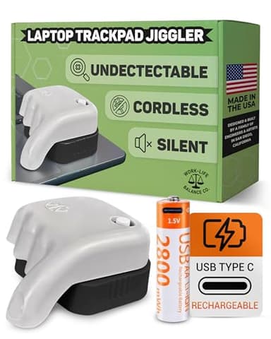 Work-Life Balance Rechargeable Trackpad Jiggler - Undetectable Mechanical Mouse Mover for Laptop, Automatic Shaker to Keep Screen Active, Cordless Device, Remote Work Trackpad Tech Essential- Gray