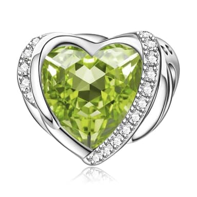 LaMenars Birthstone Heart Charm for Pandora Bracelet Necklace Birthday Bead Charms Holiday Jewelry Gifts For Women