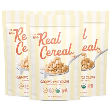 The Real Cereal Company, Organic Brown Rice Crisps Cereal 3-Pack, Zero Sugar, Gluten Free, Non-GMO, Made in California