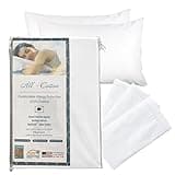 National Allergy Premium 100% Cotton Zippered Pillow Protector - Queen Size - White - 2 Pack - 300 Thread Count - Hypoallergenic Bed Pillowcase with Zipper - Breathable Encasement Cover