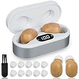 Hearing Aids for Seniors and Adults - Rechargeable Hearing Amplifiers with Noise Canceling Invisible Hearing Aid With Portable Charging Case and Button Volume Control