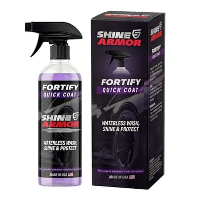 Car Wax Spray and Ceramic Coating for Cars - 3 in 1 Waterless Car Wash and Detailing - Quick Effect Coating Agent for Car - High Gloss Top Coat, Shiny Car Stuff by Shine Armor - Protective Wax 16FlOz