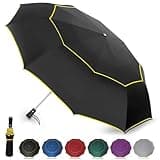 Satol Extra Large Golf Umbrella - 54 Inch Windproof 10 Ribs Vented Double Canopy Reflective Strips Automatic Open/Close UV Protection Lightweight & Compact for Outdoor & Travel