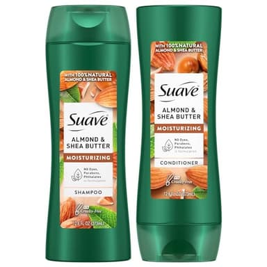 Suave Shampoo and Conditioner Set, Almond & Shea Butter - Moisturizing Shampoo & Conditioner, Dry Hair Treatment, Scented, 12.6 Oz Ea (2 Piece Set)