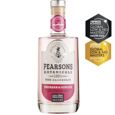 Pearsons Botanicals Rhubarb & Ginger Non Alcoholic Gin, Award Winning Spicy and Warming Blend, Non Alcoholic Spirits - Halal, Low Sugar, and Gluten-Free, Part of the Spirits of Virtue Range (700ml)