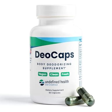 DeoCaps Whole Body Deodorizing Supplement - 100% Natural Internal Deodorant, Sweat Relief - Body Odor Pills Reduce Odor in Underarms, Intimate Areas & Feet - 60 Chlorophyll Capsules for Gut Health
