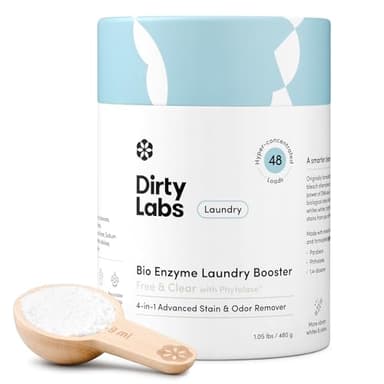 Dirty Labs | Scent Free | Bio Enzyme Laundry Booster | 48 Loads (1 lb) | Hyper Concentrated | High Efficiency & Standard Machine Washer | Nontoxic, Biodegradable | Stain & Odor Removal Enzyme Booster