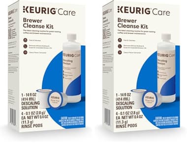 Keurig Brewer Cleanse Kit For Brewer Descaling and MaintenanceIncludes Descaling Solution & Rinse Pods,Compatible Classic/1.0 & 2.0 K-Cup Pod Coffee Makers,5 Count (Pack of 2)