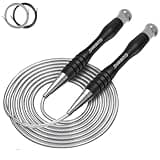 GUMWIG High Speed Jump Rope for Adults Men Women, Double Under Jumping Ropes for Workout Fitness Professional Training Boxing, Weighted Crossfit Skipping Rope with Tang-free Cable, Stainless Steel Handle with Removable Counterweight Rob