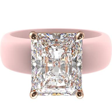 Rinfit Silicone Ring with Stone - Emerald Cut Cubic Zirconia Solitaire Engagement Ring for Women - Rubber Wedding Bands - Pink/Rose Gold - Size 6