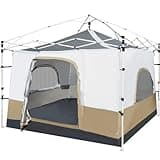 REDCAMP Canopy Camping Tent for Pop Up Canopy Tent, Inner Tent with Mesh Window, Converts Straight Leg 10'x10' or 10'x20' Canopy into Camping Tent, Fits 4-6 Person, Khaki(Frame/Shelter NOT Included)