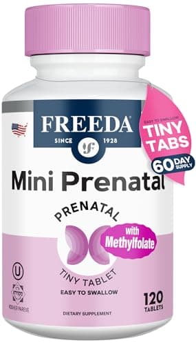 FREEDA Mini Prenatal Vitamin - Kosher Prenatals -Tiny Easy to Swallow Tablets - Prenatal Vitamins with Iron, Prenatal Folic Acid/Folate, Vitamin D - Pre Natal Multivitamin for Pregnant Women (120)