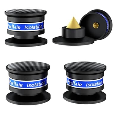 Preffair Audiophile Speaker Isolation Spikes Aluminum Record Player Shock Absorber Speaker Floor Protector Mat Adjustable Subwoofer Anti Vibration Pads Non-Slip LP Vinyl Record Player Base