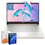 HP Ultra-Thin Everyday Laptop Notebook - Windows 11 Pro & 1-Year Microsoft 365, 8GB RAM, 384G Storage(128G eMMC+256G SD Card), Intel Quad-Core CPU, 14" Anti-Glare HD Display, Webcam, Long Battery Life