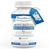Power By Naturals Methyl Multi One - Iron-Free Methylated Multivitamin with Quatrefolic 5-MTHF, Active B12, P5P, CoQ10 & Zinc for MTHFR Support - Energy & Focus Formula - 60 Capsules (2-Month Supply)