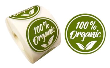 Organic Stickers, (3.81cm / 1.5 inches) 100% Organic Natural Product Adhesive Stickers Labels for Food Package, Box, Bags, Wrap, Envelope Sealing and Decorative (500pcs)