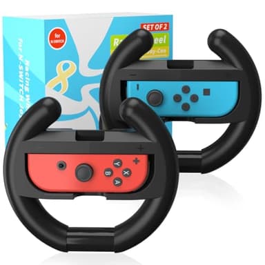 PURBHE Switch Steering Wheel for Nintendo Switch, Racing Wheel to Play Mario Kart 8 Deluxe Compatible with JoyCon, Nintendo Switch 1 Accessories Gift for Mario Kart - 2 Pack Switch Wheels