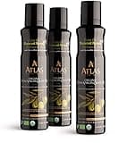 Organic Extra Virgin Olive Oil Spray, Polyphenol Rich Moroccan Oil, Cooking Spray Non Stick, Cold Pressed EVOO Oil, Hydroxytyrosol Keto Olive Oil, 5.4 fl oz. Bottle, Pack of 3